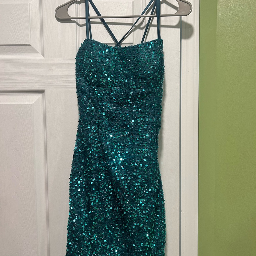 Amazon Green Bodycon Mini Dress Spaghetti Strap Cocktail